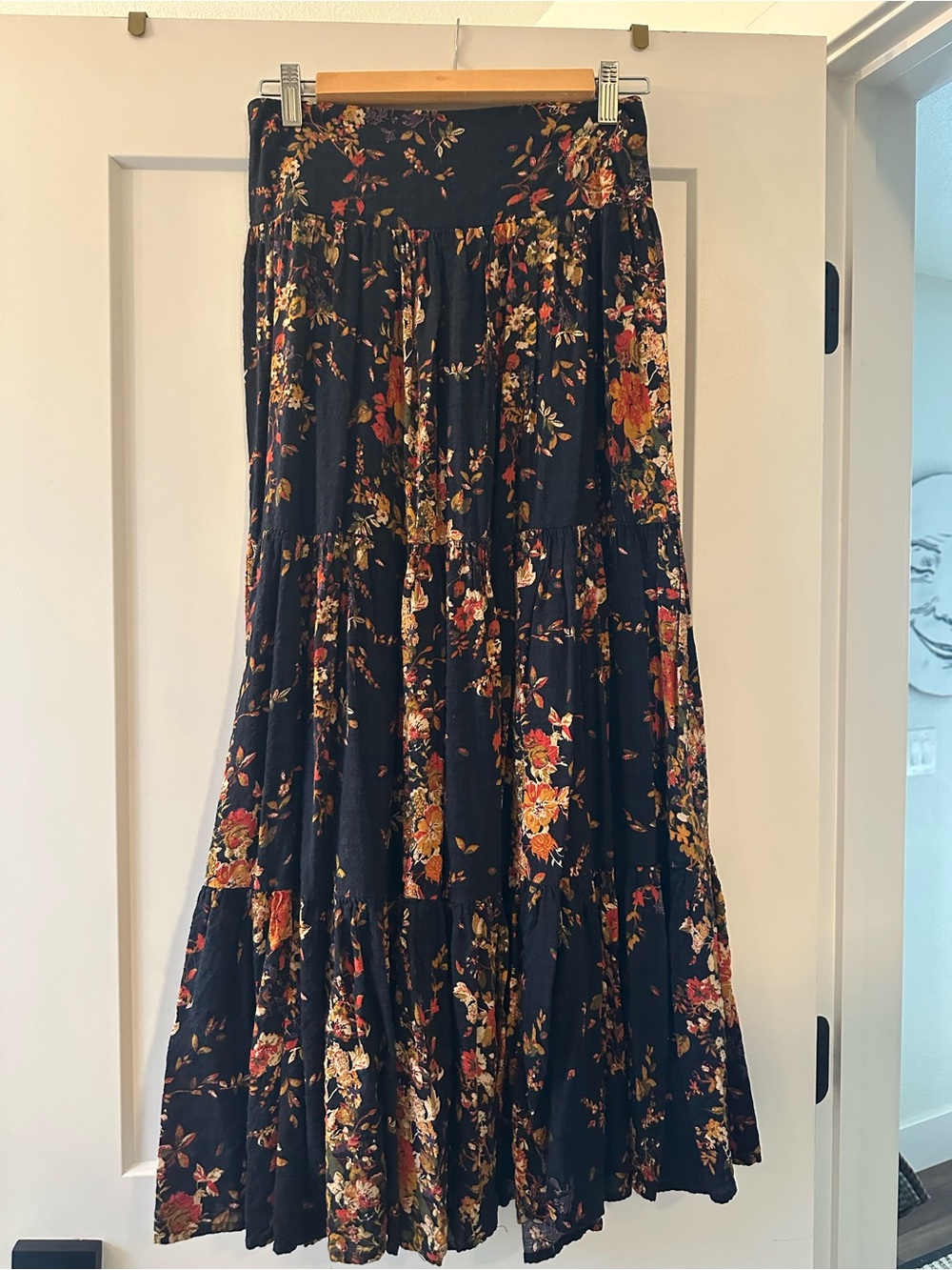 Natural Life Women’s Navy Floral Tiered Maxi Skirt